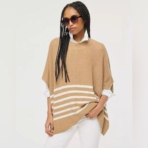 J. Crew Tan and White Poncho Sweater